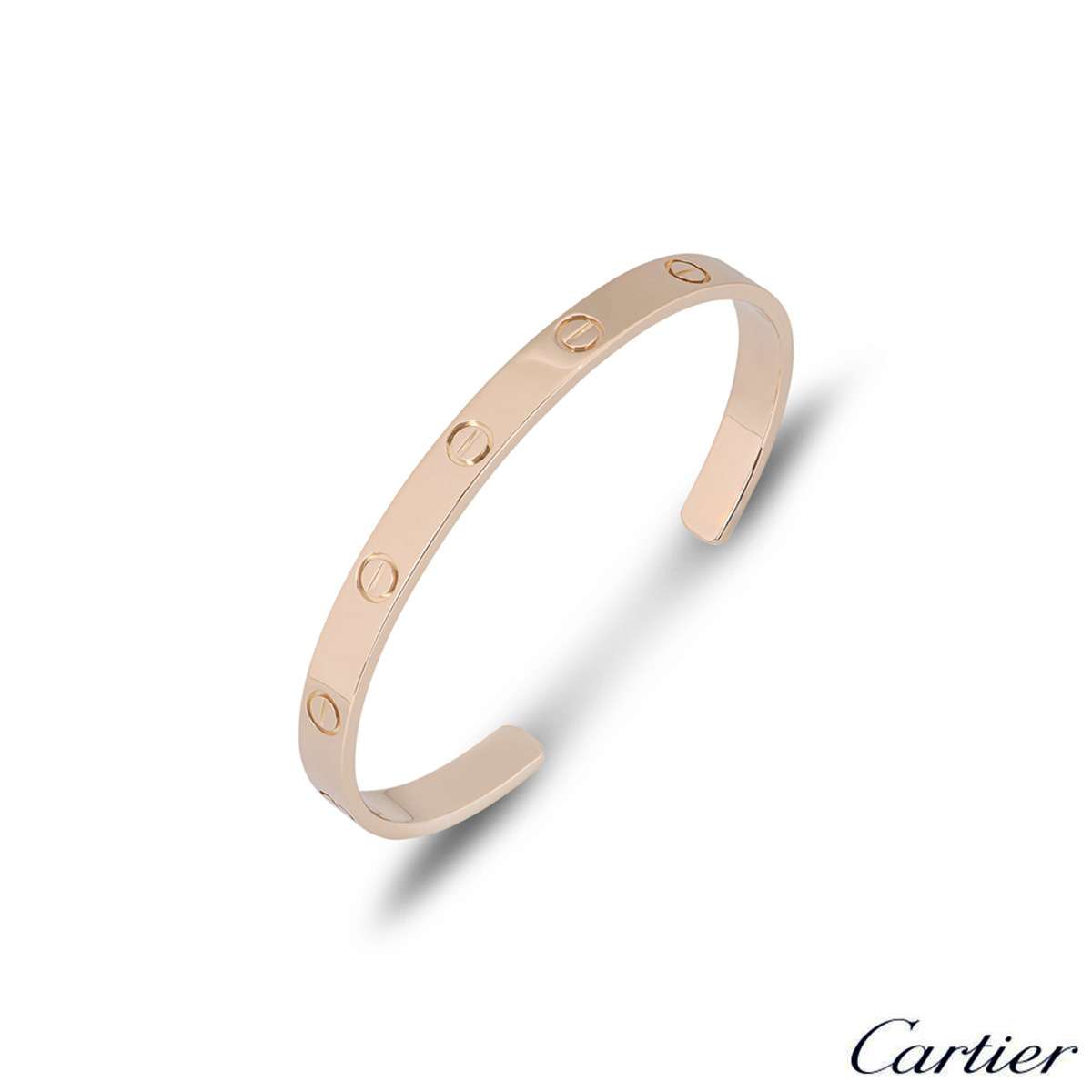 Cartier Rose Gold Plain Cuff Love Bracelet Size 16 B6032616 Rich